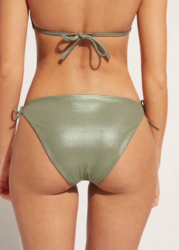 braguita de bikini para mujer calzedonia con efecto revestido en color verde antigua