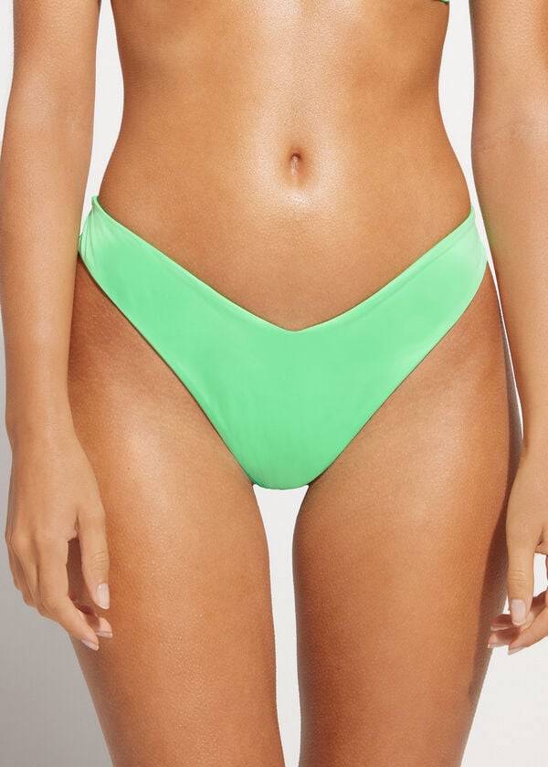 braguita de bikini brasileña de corte alto de indonesia eco para mujer de color menta de calzedonia