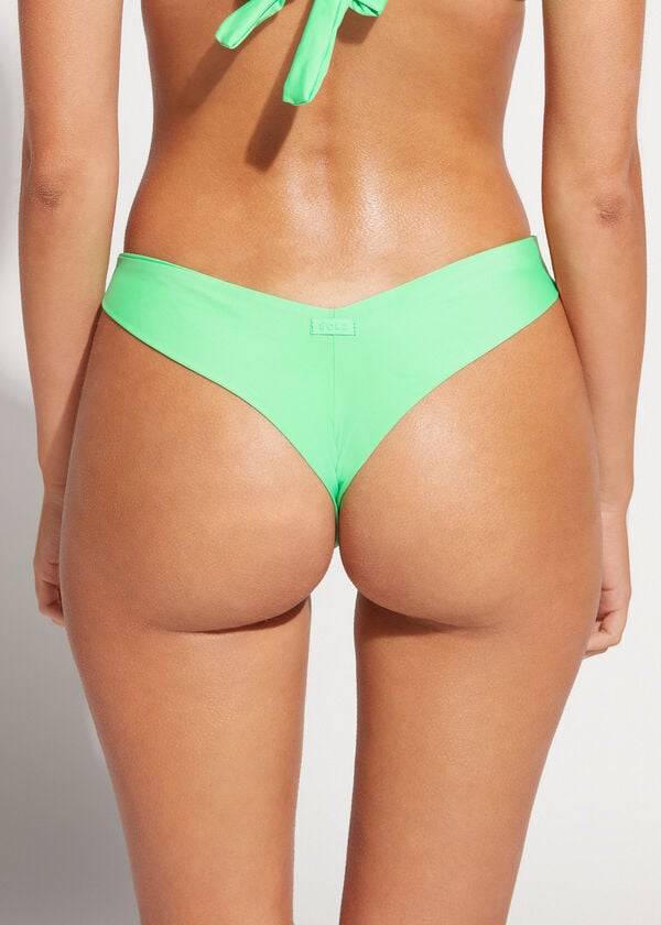 braguita de bikini brasileña de corte alto de indonesia eco para mujer de color menta de calzedonia
