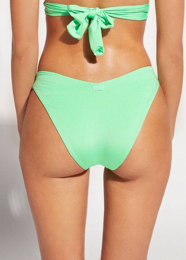 braguita de bikini ecológica de corte alto de calzedonia para mujer color menta