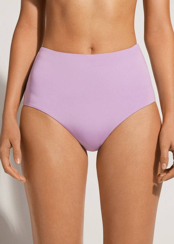 braguita de bikini ecológica de indonesia de cintura alta y moldeadora morada de calzedonia para mujer