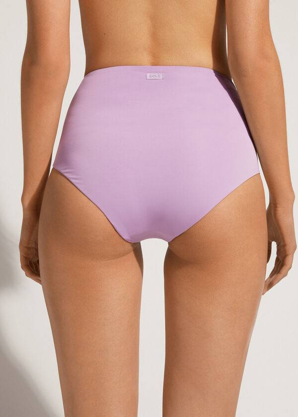 braguita de bikini ecológica de indonesia de cintura alta y moldeadora morada de calzedonia para mujer