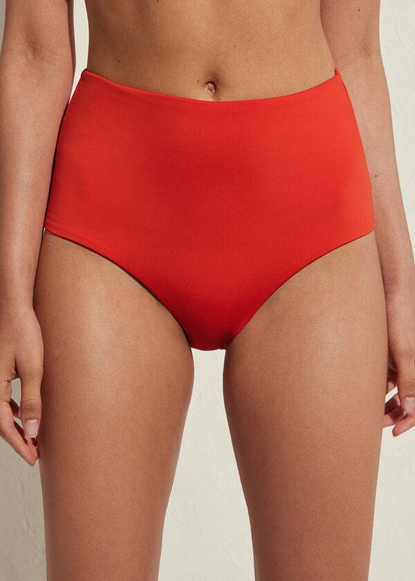 braguita de bikini ecológica de indonesia con cintura alta moldeadora calzedonia para mujer color rojo
