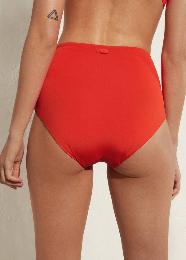 braguita de bikini ecológica de indonesia con cintura alta moldeadora calzedonia para mujer color rojo