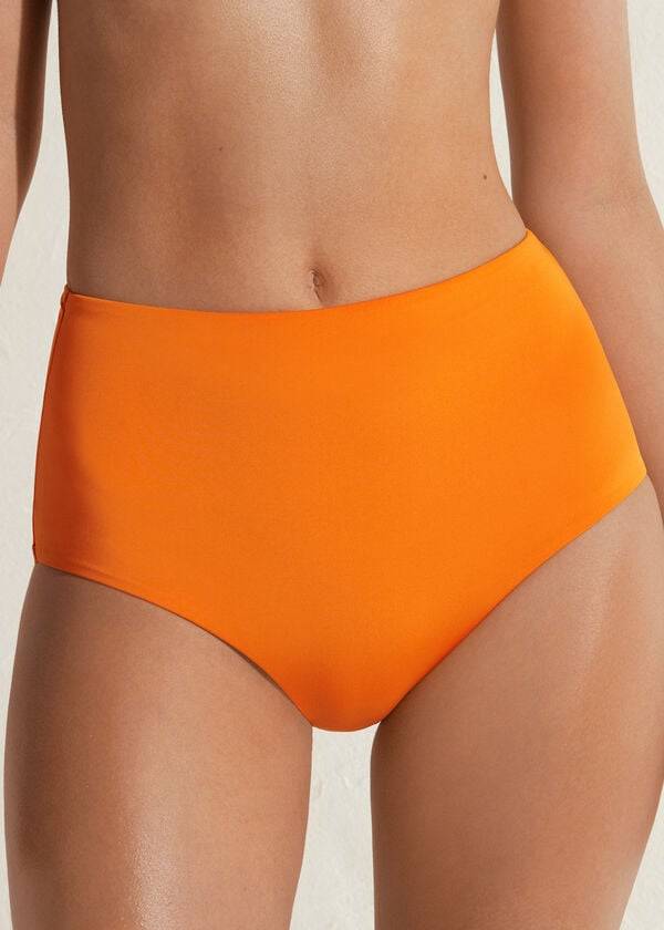 braguita de bikini ecológica de indonesia con cintura alta moldeadora calzedonia para mujer color naranja