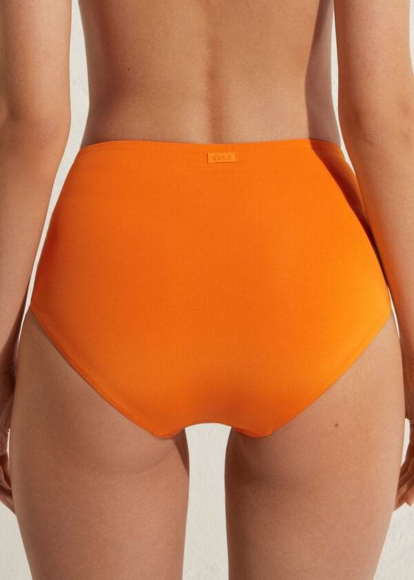 braguita de bikini ecológica de indonesia con cintura alta moldeadora calzedonia para mujer color naranja