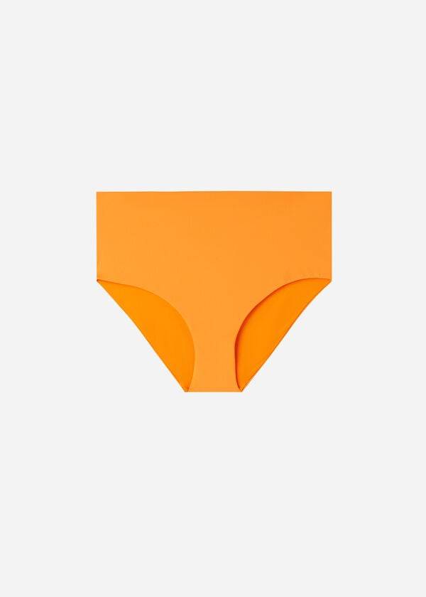 braguita de bikini ecológica de indonesia con cintura alta moldeadora calzedonia para mujer color naranja