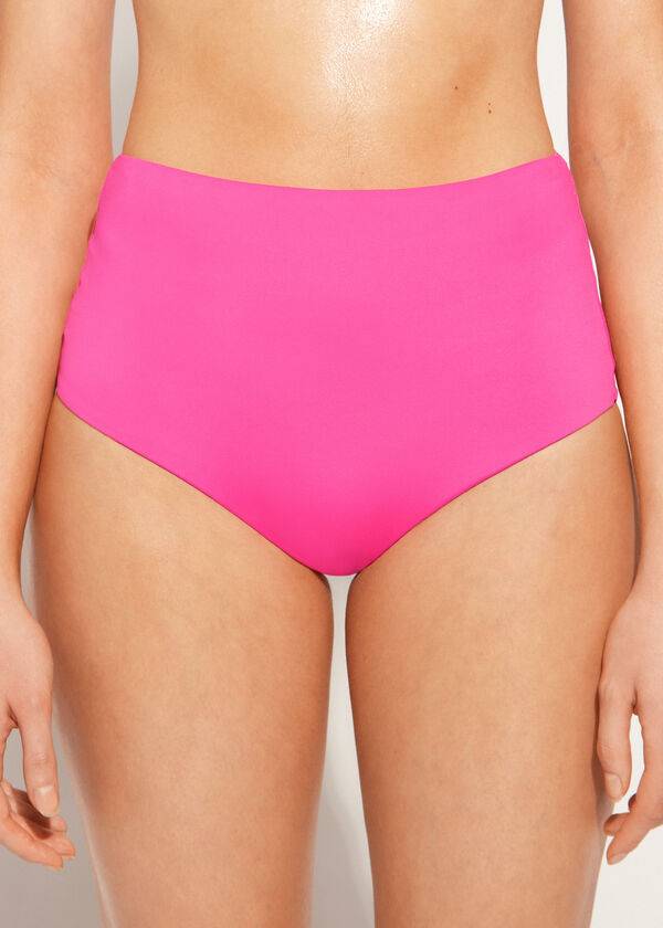 braguita de bikini ecológica de indonesia con cintura alta moldeadora calzedonia para mujer color rosa