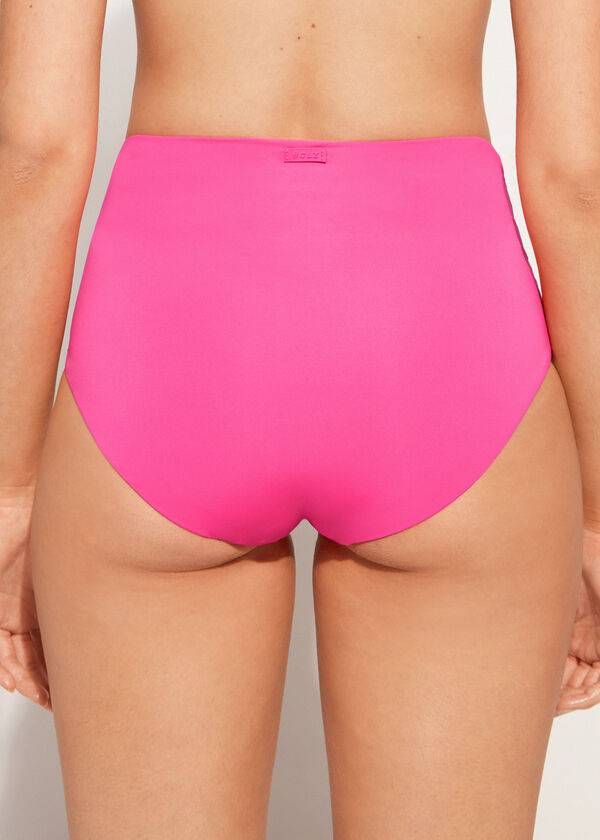 braguita de bikini ecológica de indonesia con cintura alta moldeadora calzedonia para mujer color rosa