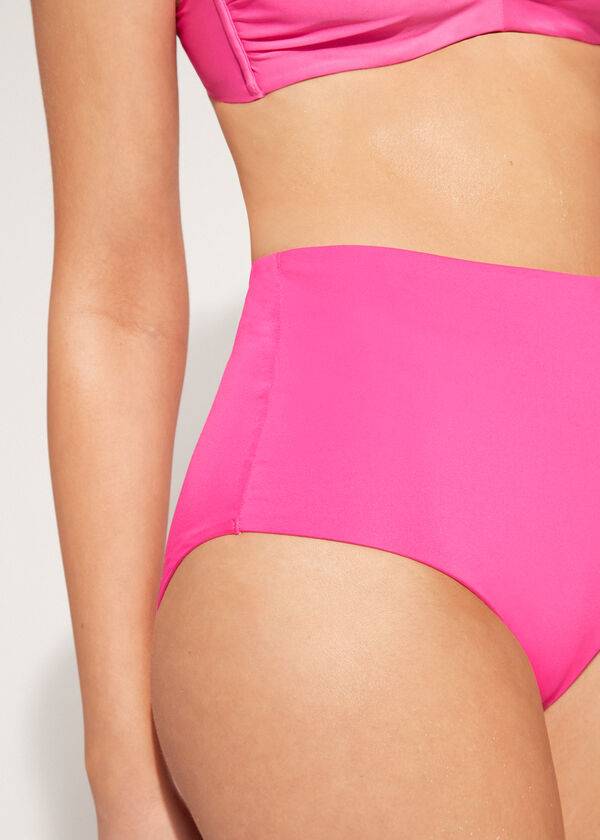 braguita de bikini ecológica de indonesia con cintura alta moldeadora calzedonia para mujer color rosa