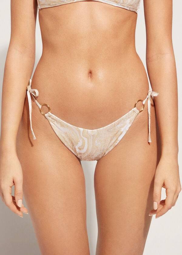 braguita de bikini brasileña melbourne de corte alto en v de calzedonia para mujer color dorado