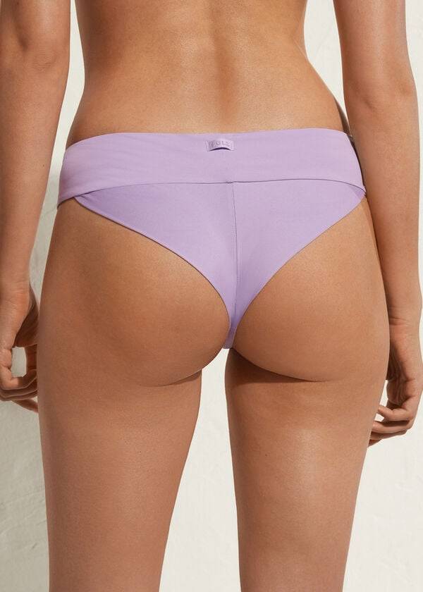 braguita de bikini brasileña de cintura alta de calzedonia para mujer color morado
