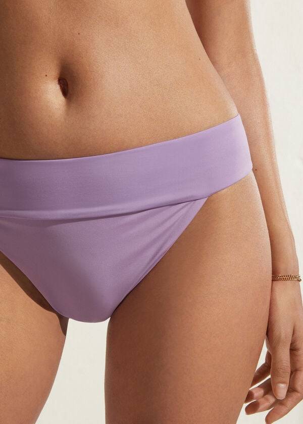 braguita de bikini brasileña de cintura alta de calzedonia para mujer color morado