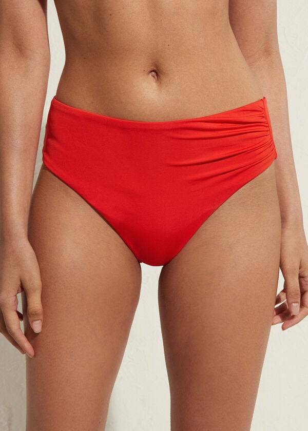 braguita de bikini ecológica de cintura alta calzedonia para mujer color rojo