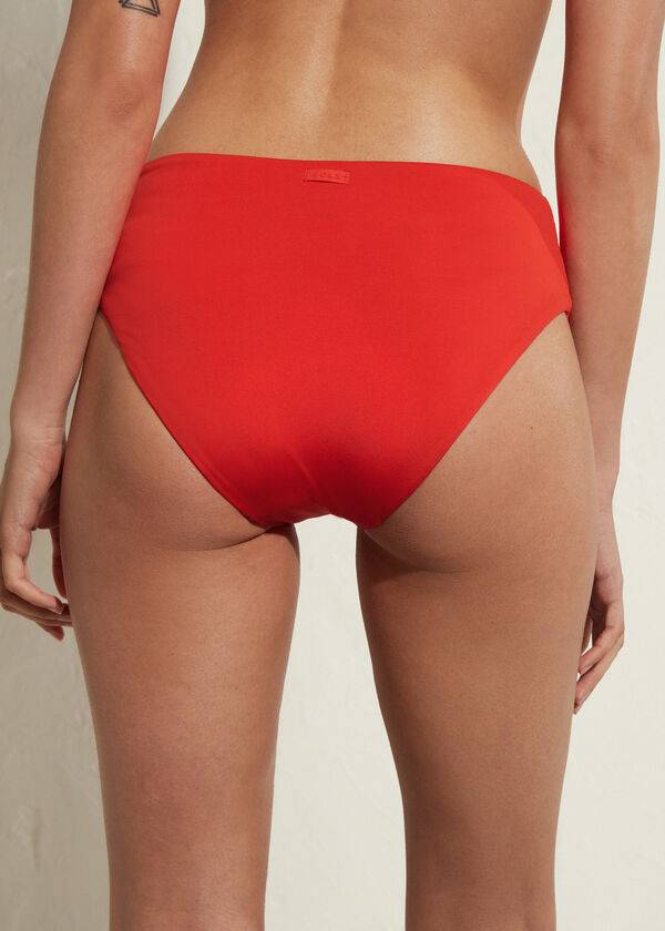 braguita de bikini ecológica de cintura alta calzedonia para mujer color rojo