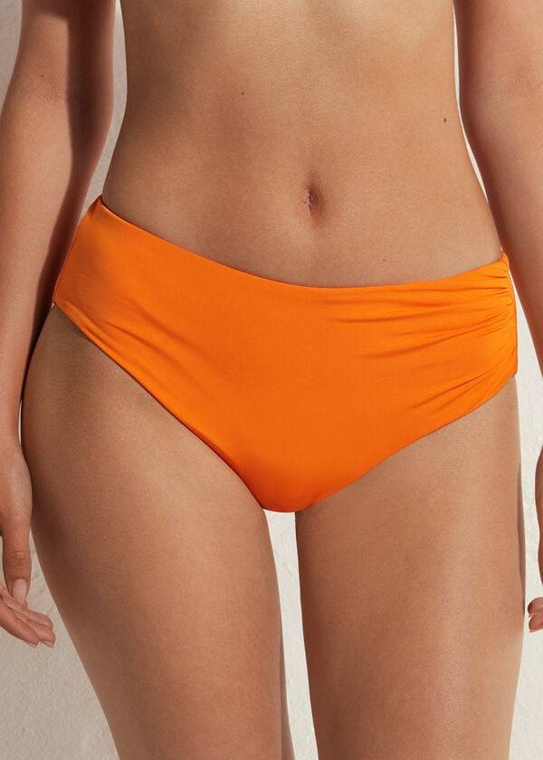 braguita de bikini ecológica de cintura alta de calzedonia para mujer color naranja