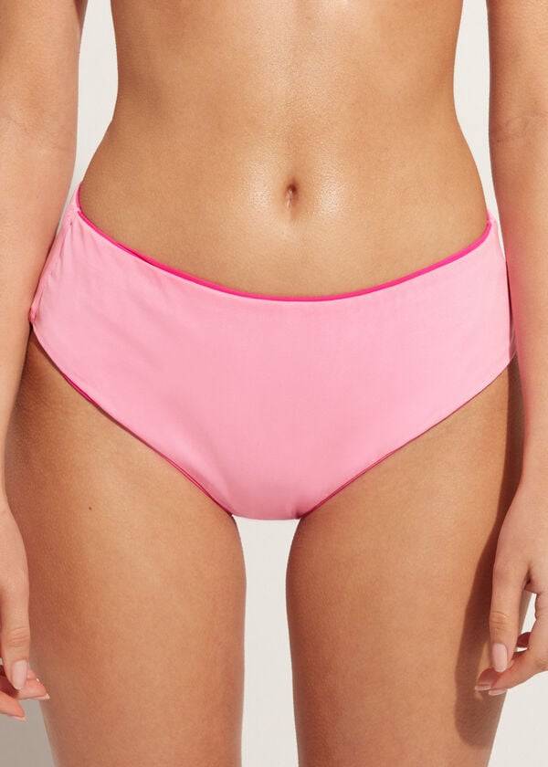 braguita de bikini ecológica de indonesia de cintura alta de calzedonia para mujer color rosa