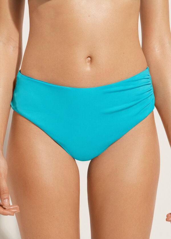 braguita de bikini ecológica de indonesia de cintura alta calzedonia para mujer color verde turquesa
