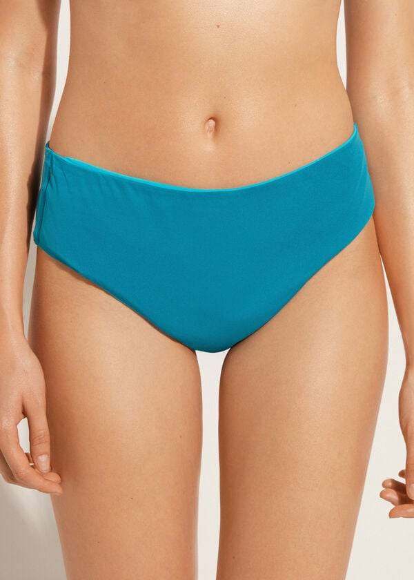 braguita de bikini ecológica de indonesia de cintura alta calzedonia para mujer color verde turquesa