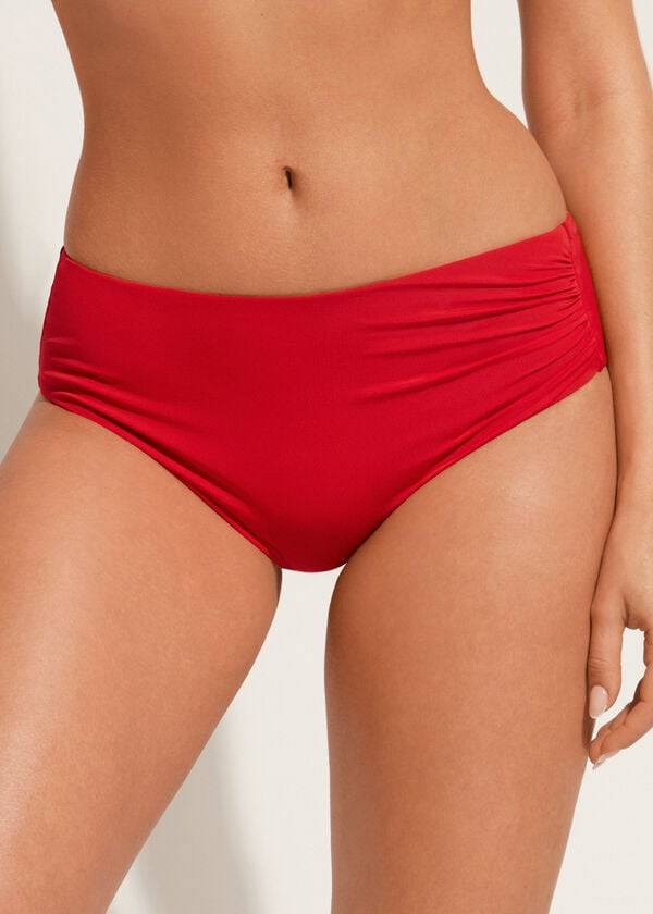 braguita de bikini ecológica de indonesia de cintura alta calzedonia para mujer en color burdeos