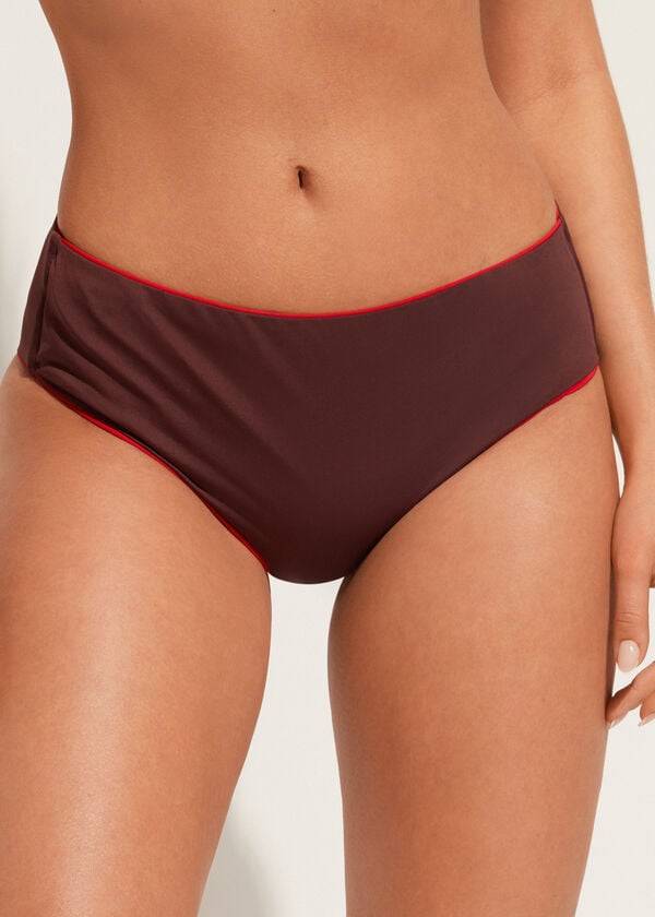 braguita de bikini ecológica de indonesia de cintura alta calzedonia para mujer en color burdeos