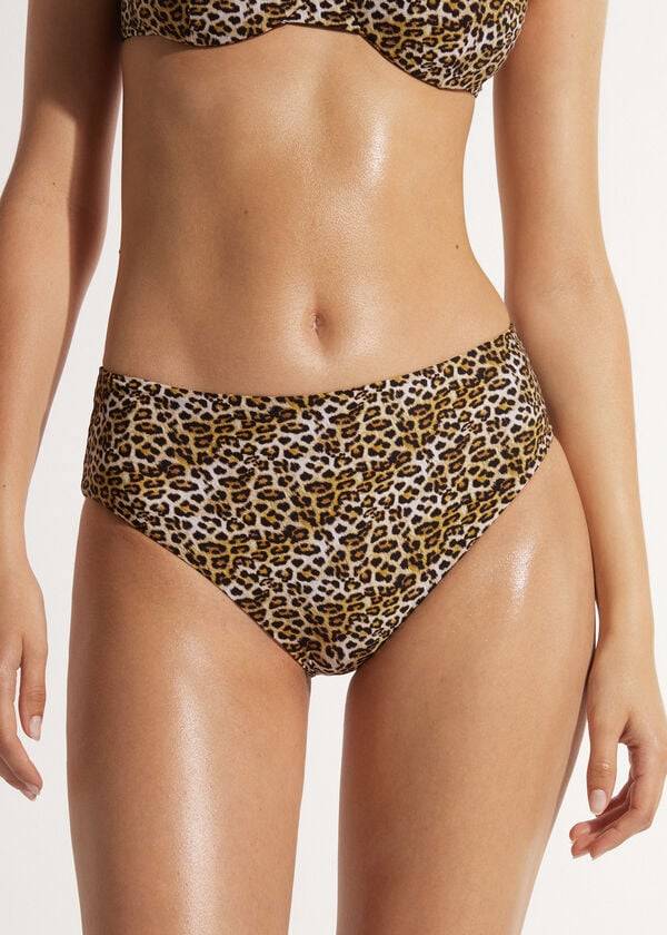 braguita de bikini de cintura alta malindi de calzedonia para mujer color marrón