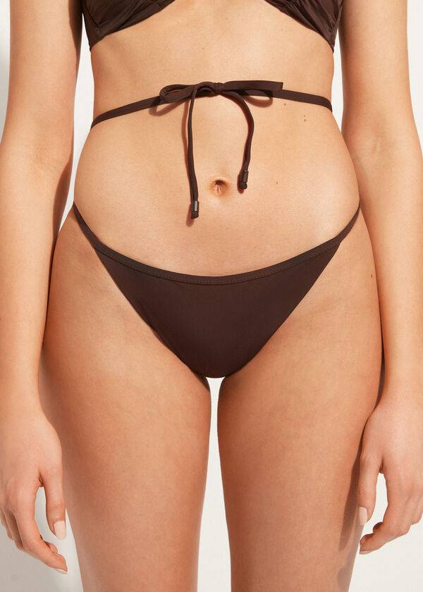 braguita de bikini brasileña islamorada de corte alto calzedonia para mujer en color marrón café