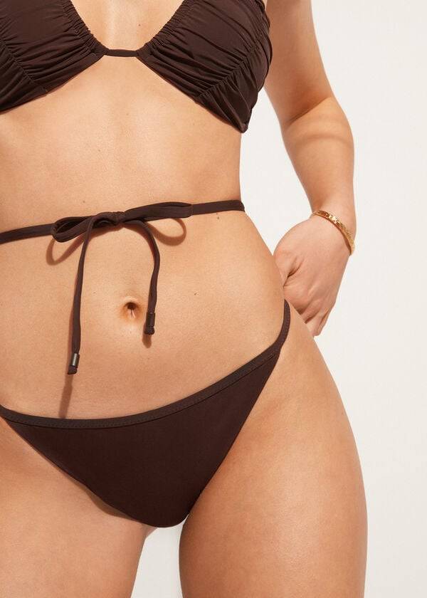 braguita de bikini brasileña islamorada de corte alto calzedonia para mujer en color marrón café