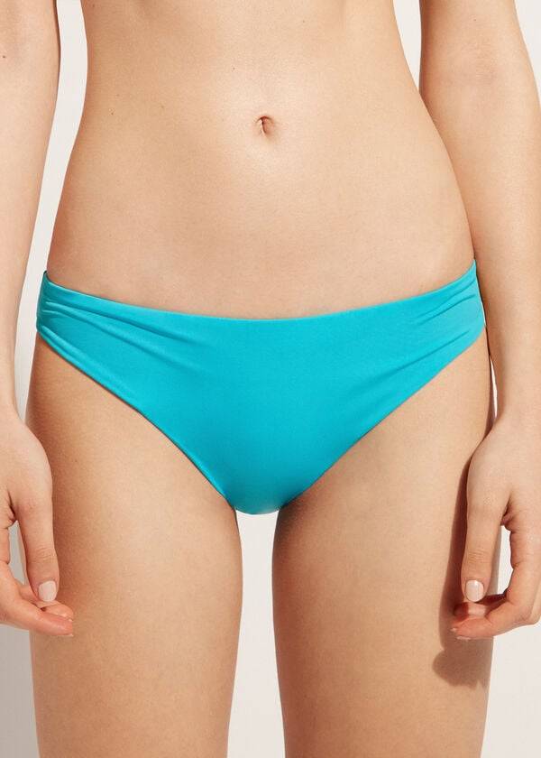braguita de bikini ecológica de tiro bajo para mujer de calzedonia indonesia en turquesa