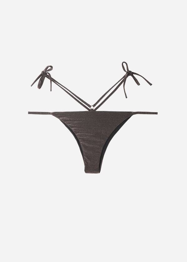 braguita de bikini brasileña hollywood de lamé de calzedonia para mujer color negro