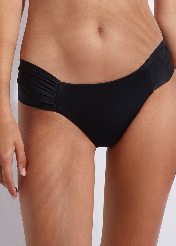 braguita de bikini indonesia con volantes calzedonia para mujer color negro