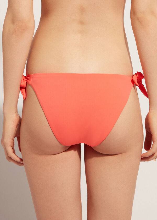 braguita de bikini de mujer coral naranja calzedonia side tie corfù