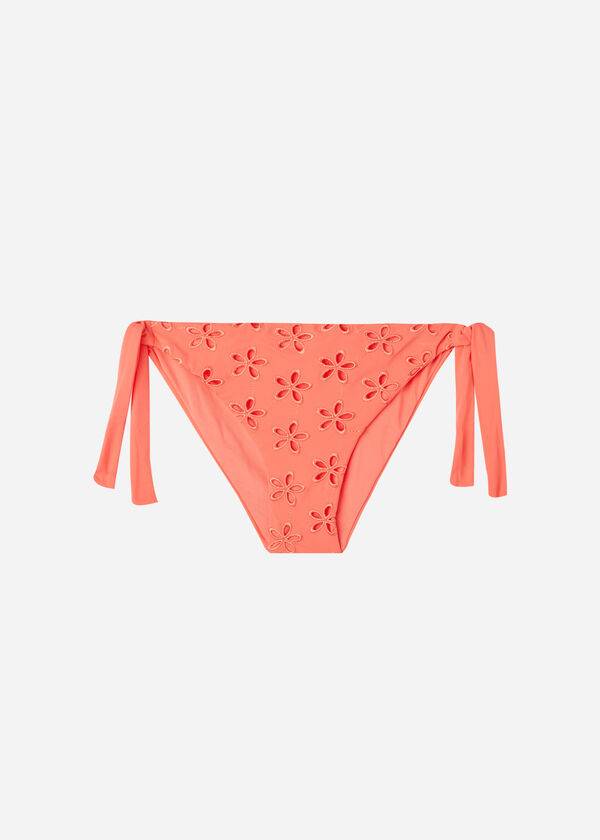 braguita de bikini de mujer coral naranja calzedonia side tie corfù