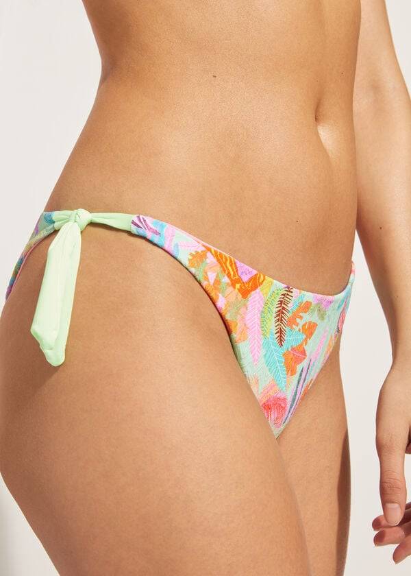 braguita de bikini brasileña con lazo lateral de calzedonia para mujer color verde tahiti