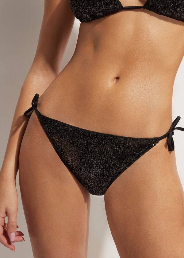 braguita de bikini negra calzedonia string cannes para mujer