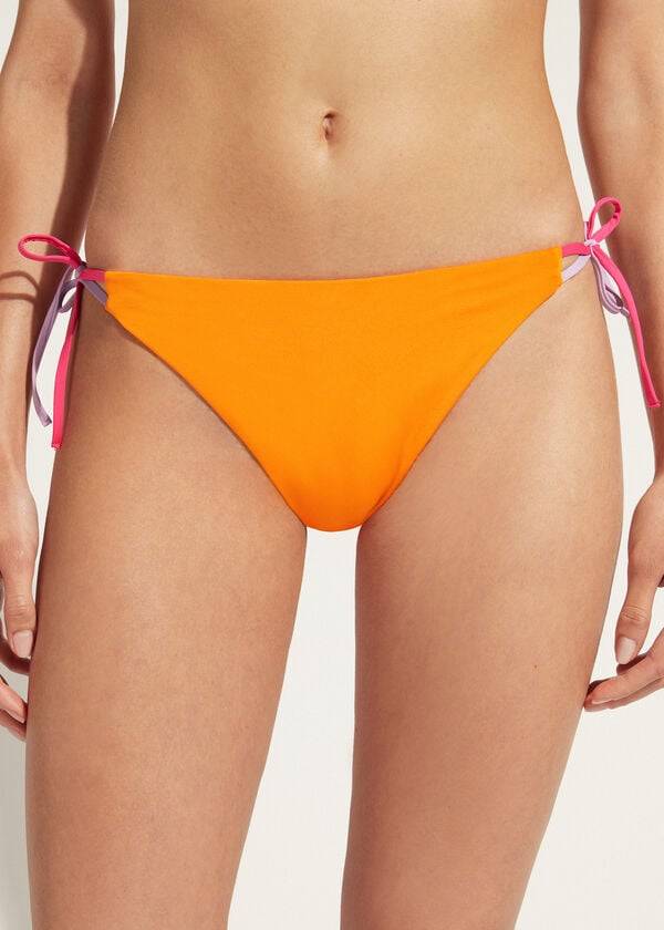 braguita de bikini calzedonia string tokyo para mujer color naranja