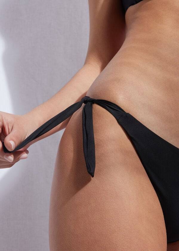 braguita de bikini ecológica de indonesia con lazo para mujer color negro de calzedonia