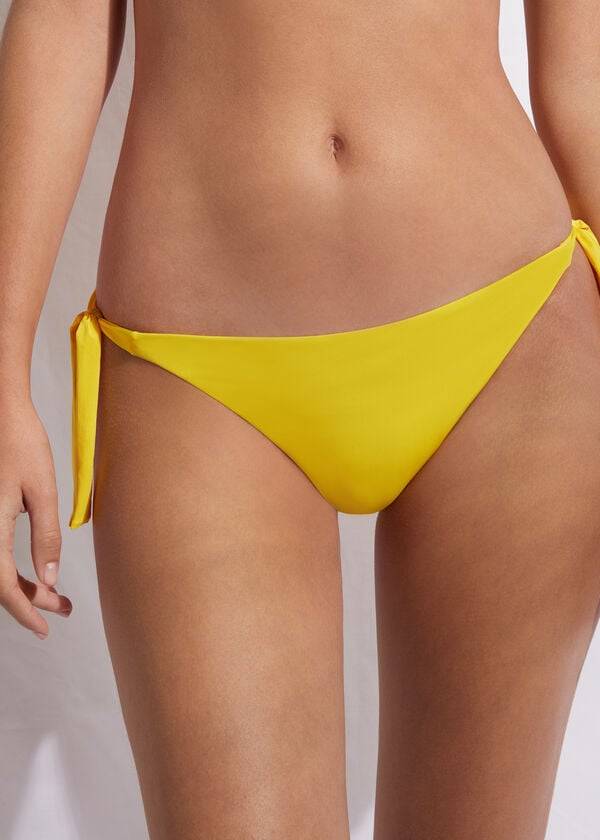 braguita de bikini ecológica con lazo lateral de calzedonia para mujer color amarillo