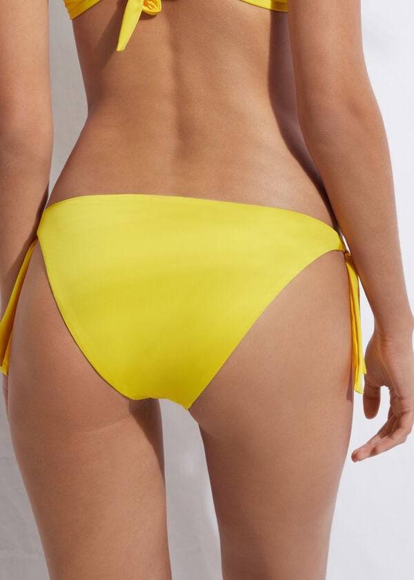 braguita de bikini ecológica con lazo lateral de calzedonia para mujer color amarillo