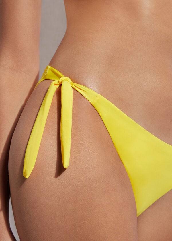 braguita de bikini ecológica con lazo lateral de calzedonia para mujer color amarillo