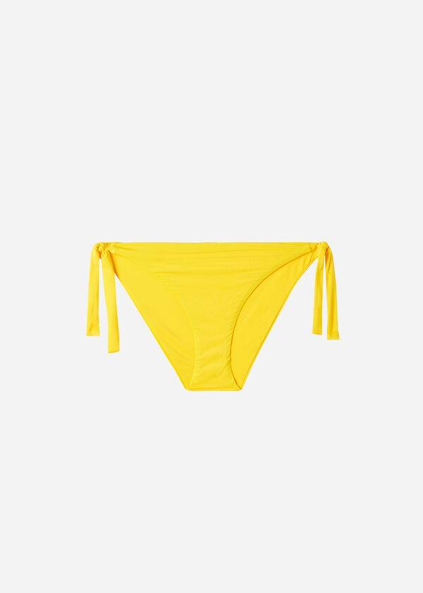 braguita de bikini ecológica con lazo lateral de calzedonia para mujer color amarillo
