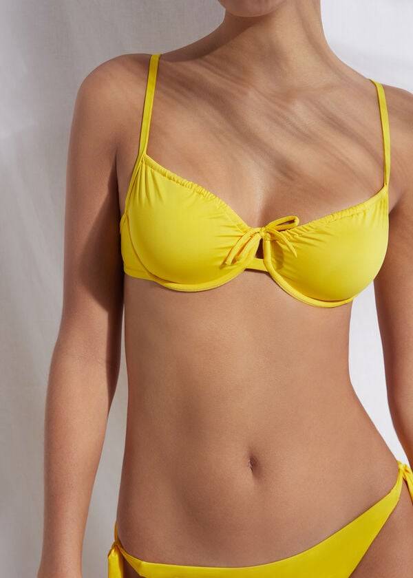 parte de arriba de bikini ecológica calzedonia balconette indonesia amarillo para mujer