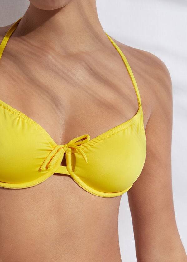 parte de arriba de bikini ecológica calzedonia balconette indonesia amarillo para mujer