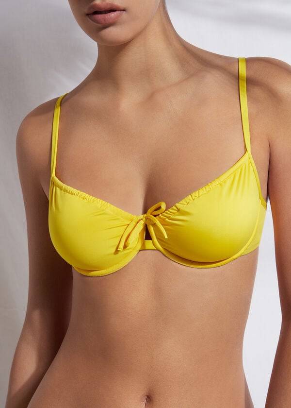 parte de arriba de bikini ecológica calzedonia balconette indonesia amarillo para mujer