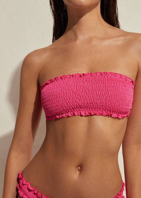 partes de arriba de bikini de mujer calzedonia bandeau formentera rosa