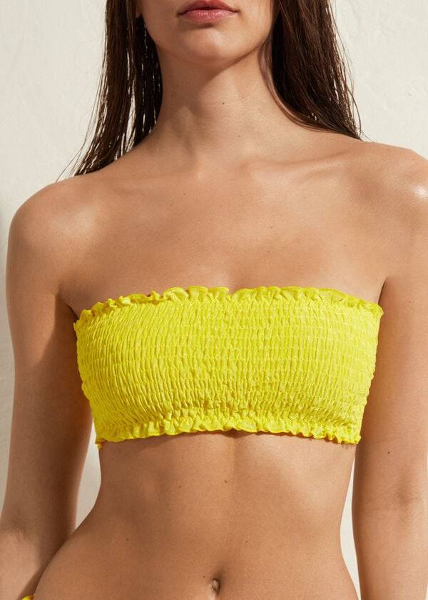 bikini bandeau formentera de calzedonia para mujer color amarillo