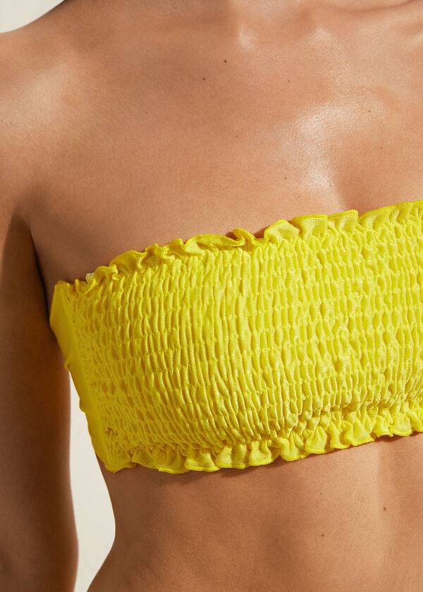 bikini bandeau formentera de calzedonia para mujer color amarillo