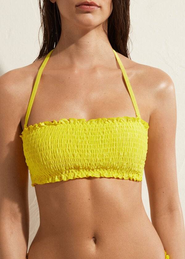 bikini bandeau formentera de calzedonia para mujer color amarillo