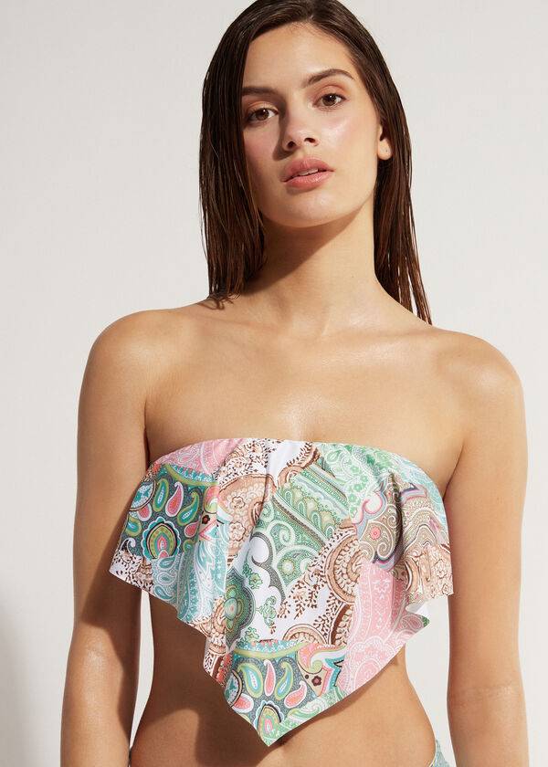 parte de arriba de bikini mujer calzedonia bandeau saint tropez turquesa