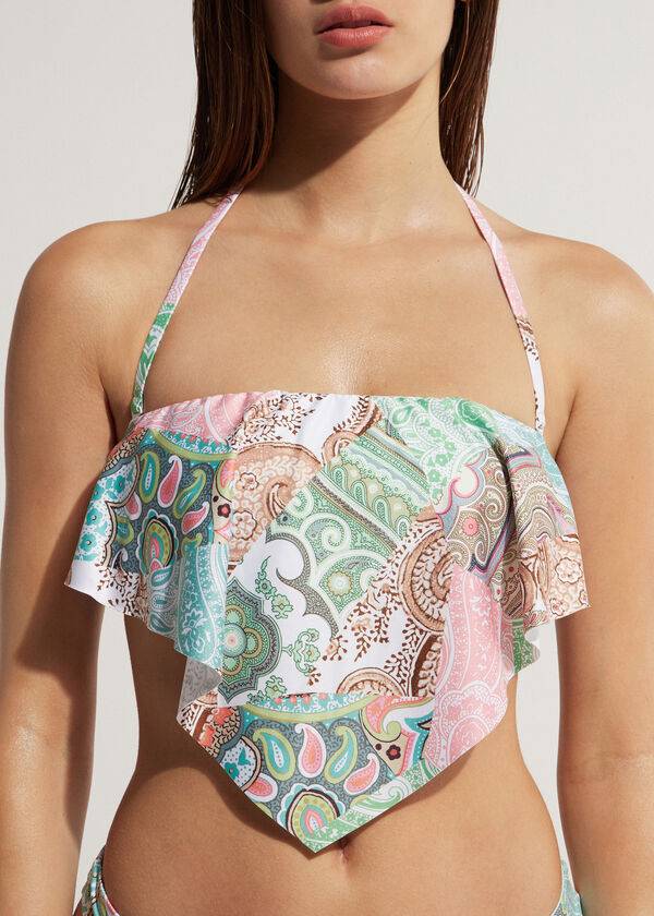 parte de arriba de bikini mujer calzedonia bandeau saint tropez turquesa